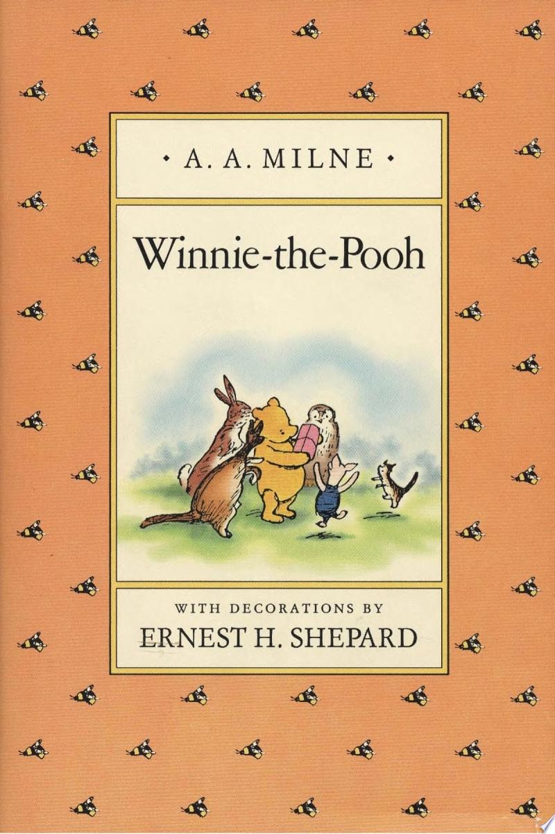 A peach border surrounds the title and a simply colored illustration of Winnie-the Pooh and friends.