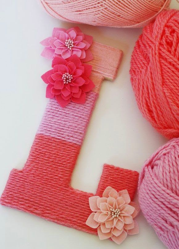 Yarn wrapped letter L