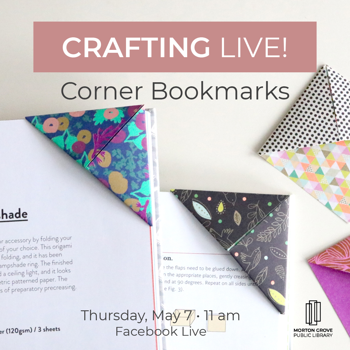 Crafting Live: Corner Bookmarks (Online) | Morton Grove Public Library