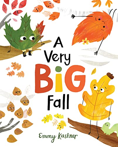 Title and three colorful cartoon leaves