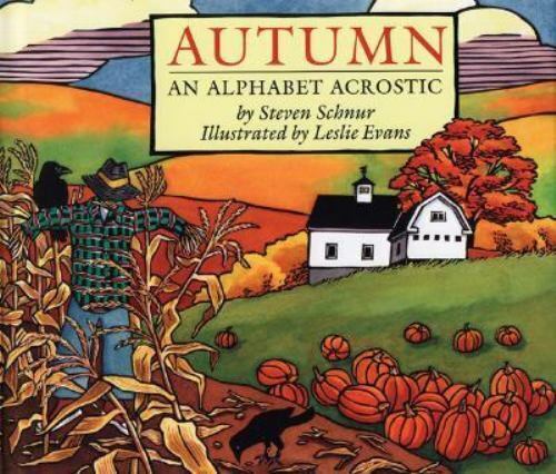 Title with an autumn farm scene