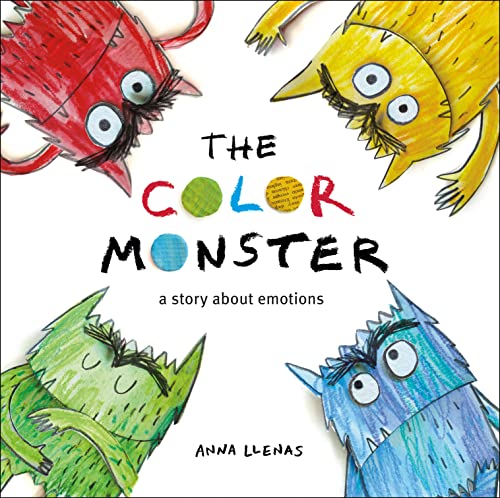 Title and four differently colored illustrated monsters
