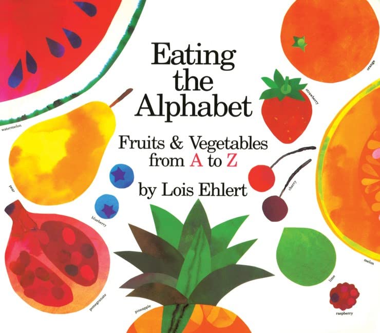 book cover with several illustrated fruits and vegetables