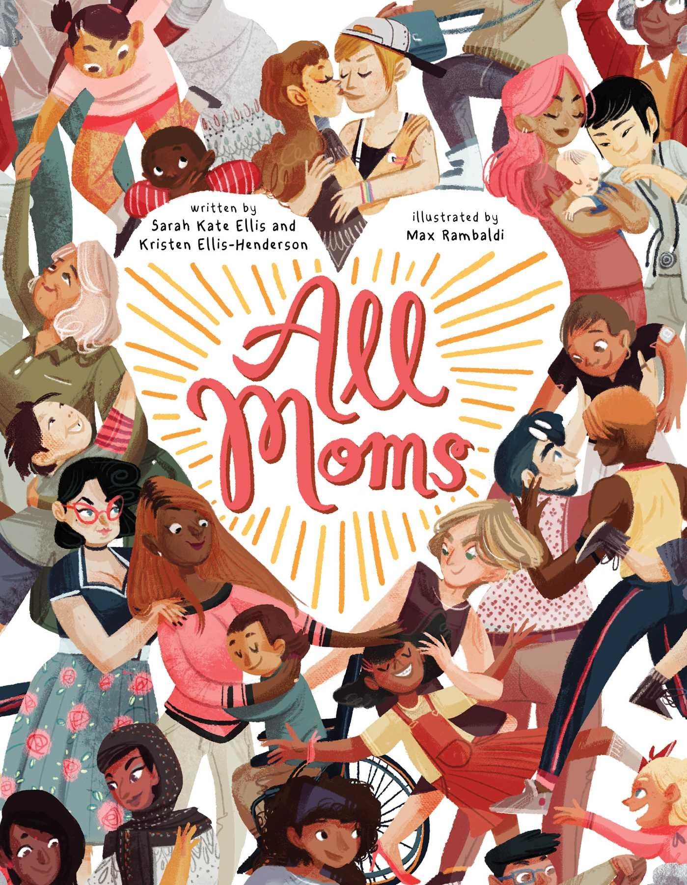 Cover with title and illustrations of various moms