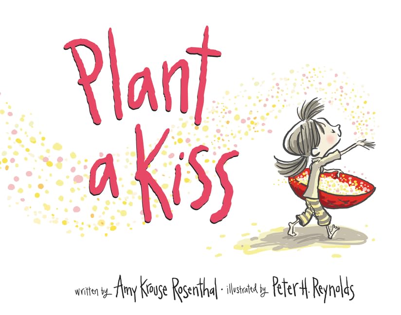 book cover with title and author and illustration of a girl holding a bowl of kisses