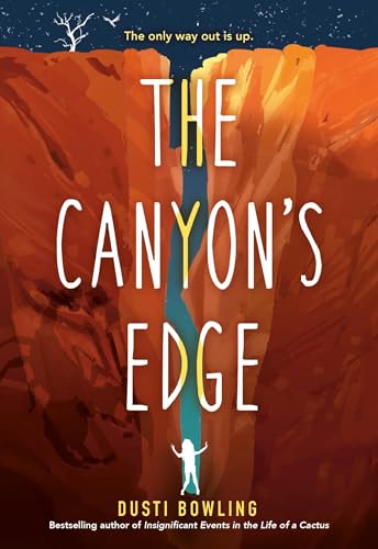cover with illustration of a girl at the bottom of a tall, narrow canyon