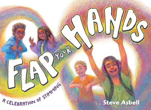 Book cover with title and author and several illustrations with happy kids