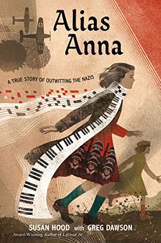 cover with title and author and illustration of a girl with a scarf that looks like a piano