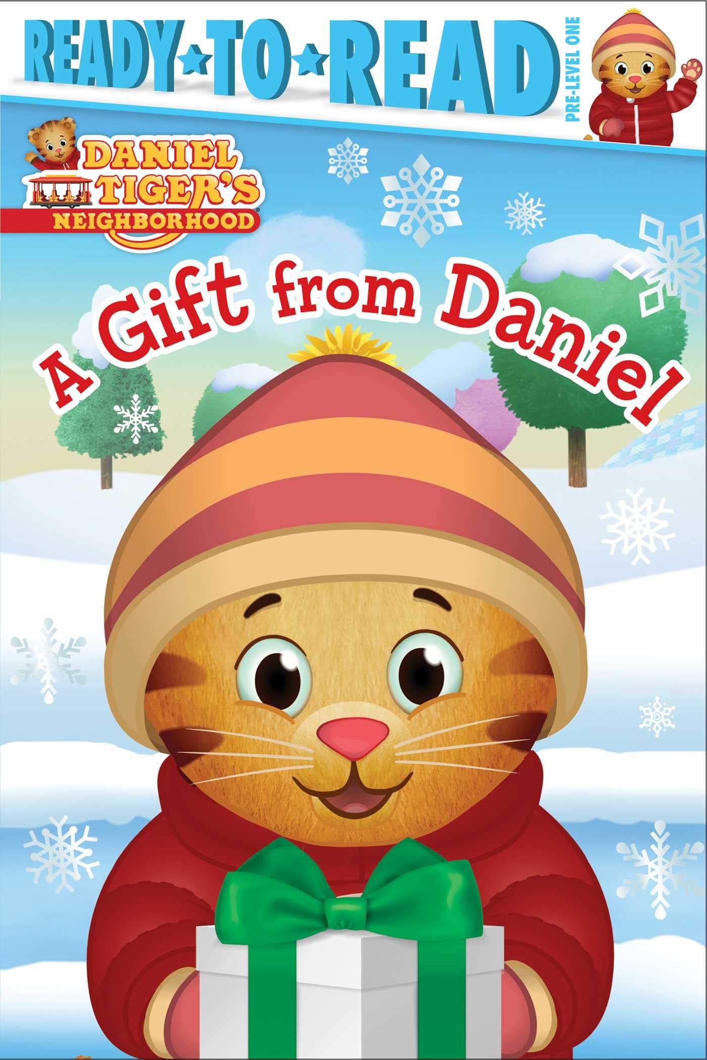 cover with author and title and illustration of Daniel Tiger holding a gift