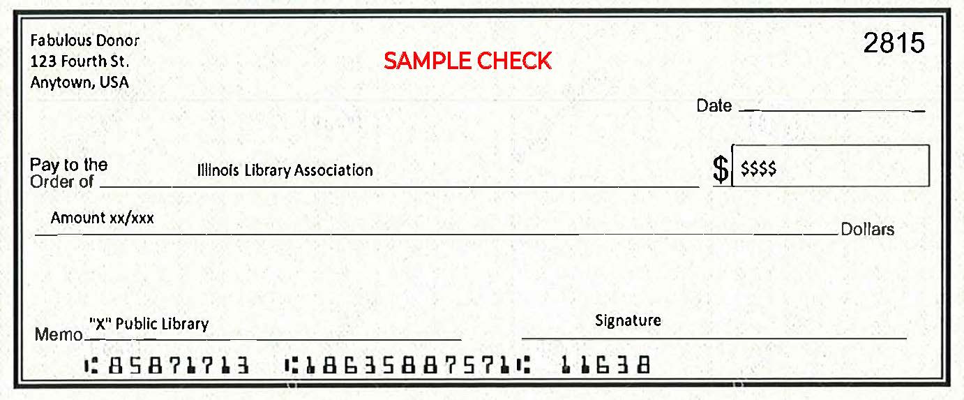 sample check for donations through fund for illinois libraries