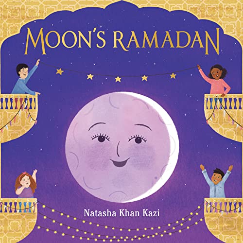 cover with title and author and illustration of a smiling moon