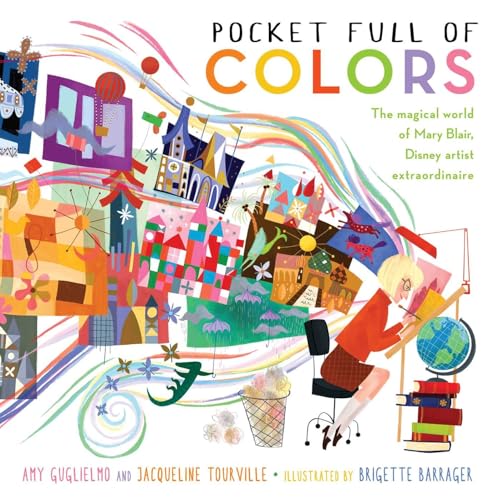 cover with title and author and illustration of a woman drawing with lots of colorful images behind her