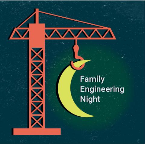 Family Engineering Night Crane hoisting the moon