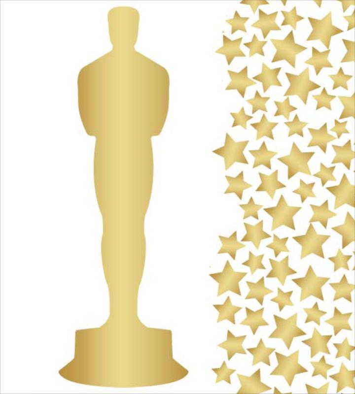 academy award statue with gold stars