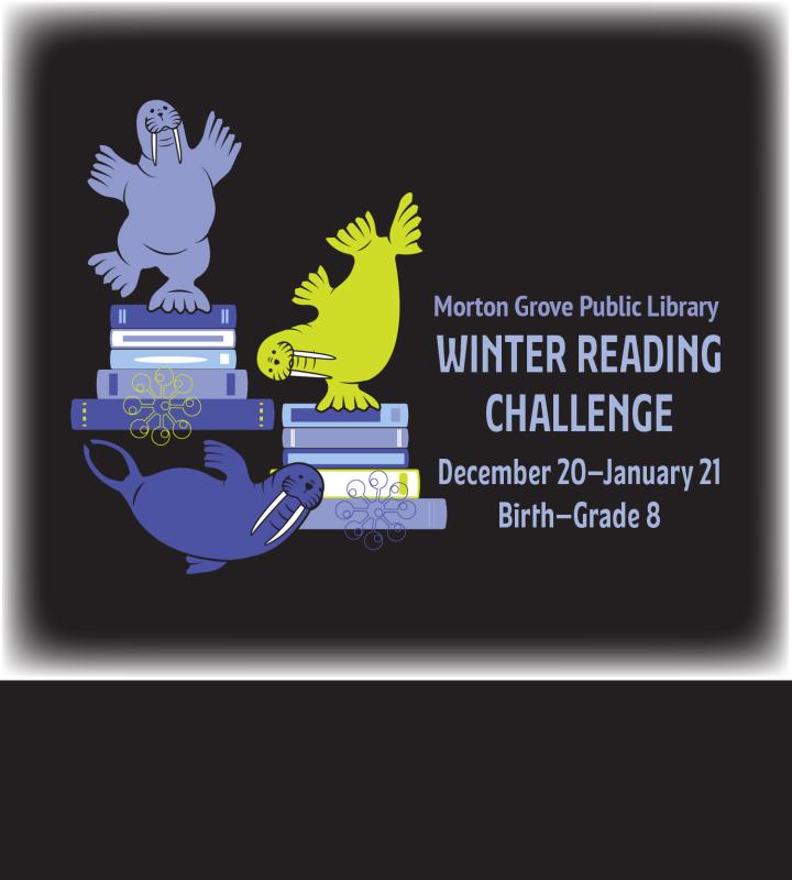 Winter Reading walruses on stack of books